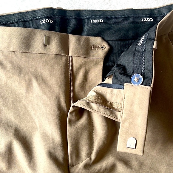 IZOD Mens Performance Stretch Straight Dress Pants (khaki, 30W x 32L) - Picture 2 of 7